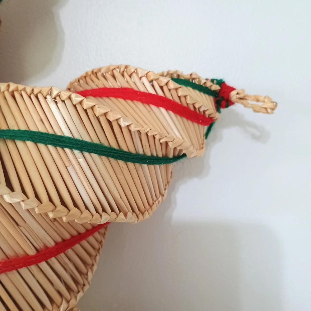 Vintage Holiday Scandinavian Swedish Woven Straw Star Christmas Wreath 21